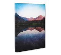 Mountains Reflecting In Montana Canvas Print | Gallery Wrapped 30mm Frame Wall Art | 24x16 inches | Ready to Hang | Modern Landscape Picture | Living Room Bedroom Lounge Office