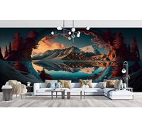 Mountains & Rivers Wallpaper Lake Photo Wallpaper Non-Woven Wall Mural Covering for Bedroom Living Room Hallway TV Background Wall Decor 430cm x 300cm (WxH) Blue -Ab9