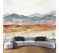 Mountains Rivers Wallpaper, Minimalist Wilderness Landscape Photo Wallpaper for Bedrooms, Non-Woven Brown Wall Mural for Living Room Hallways Home Decor Photo Wall Paper 350 x 256 cm