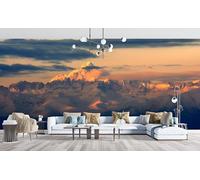 Mountains & Rivers Wallpaper Scenery Photo Wallpaper Non-Woven Wall Mural Covering for Bedroom Living Room Hallway TV Background Wall Decor 150cm x 105cm (WxH) Beige and Black -Ab22