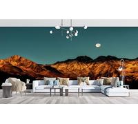 Mountains & Rivers Wallpaper Sunset Glow Photo Wallpaper Non-Woven Wall Mural Covering for Bedroom Living Room Hallway TV Background Wall Decor 250cm x 175cm (WxH) Brown -Ab7