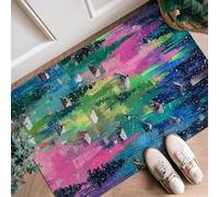 Mountains Runner Rug, Modern Abstract Stars Brush Strokes None Peach Low Pile Sponge Doormat Rectangle Throw Rug Non Shedding for Kitchen Doorway Entryway Bedside Decor 2x3 Ft