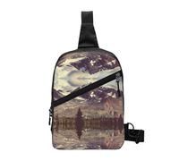 Mountains Scenery Foldable Sport Sling Bag,Lightweight Crossbody Chest Pack with Multiple Pockets,Water-Resistant Polyester Fabric,Compact Travel Daypack