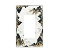 Mountains Single Rocker Light Switch Cover, Artistic Elegant Waves Mist N/a Gold Plastic Standard Size Switch Plate Decorative for Home Living Room Bedroom Bathroom Decor