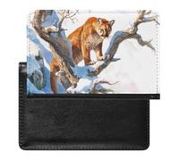 Mountains Snowy Lions Trees Branches Passport Cover Case Wallet for Men Women with Card Holder Travel Essentials