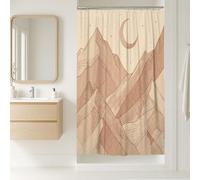 Mountains Stall Shower Curtain, Modern Minimalistic Moon Stars Fall Beige Washable with Hooks Bathtub Cloth Curtains for Bathroom Toile Guest Room Decor 36x72 Inch