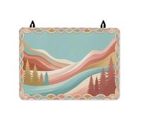 Mountains Stove Top Cover for Electric Stove, Modern Minimalistic Trees Waves Fall Teal Rubber Non-Slip Cover for Glass Top Electric Kitchen Countertop Decor 28x20 Inch