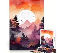 Mountains Sunset Trees Jigsaw Puzzles for Adults1000 Pieces Intellect Toy Calming Play Quality Cut Wall Art Decor (38x26cm)