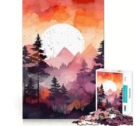 Mountains Sunset Trees Puzzles for Teenagers 1000 Piece Strengthen Memory Tension Relief Smooth Edge Xmas Surprise (50x75cm)