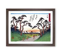Mountains Through The Trees By Utagawa Hiroshige Asian Japanese Framed Print | A2 Walnut Framed Wall Art | Ready to Hang | Asian Floral Picture | Living Room Bedroom Lounge Office