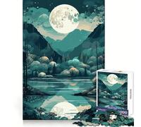 Mountains Trees Moon Jigsaw Puzzle for Teenagers 1000 Pieces Memory Gain Calm Relax Design Assembly Classic Gift (50x75cm)