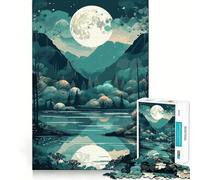 Mountains Trees Moon Jigsaw Puzzles for Adults 1000 Pieces Mind Skill Toy Slow Enjoy Design Assembly Lovely Gift (38x52cm)
