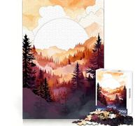 Mountains Trees Sunset Jigsaw Puzzles for Adults 1000 Piece Logic Boost Toy Group Joy Premium Edge Bday Surprise (38x52cm)