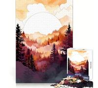 Mountains Trees Sunset Puzzles for Teenagers 1000 Piece Brain Tease Toy Stress Release Premium Cut Amazing Present (38x26cm)