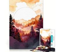 Mountains Trees Sunset Puzzles for Teenagers 1000 Piece Brain Tease Toy Stress Release Premium Cut Amazing Present (38x26cm)