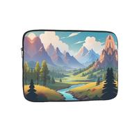 Mountains under white clouds 15 inch Print Laptop Case, Business/Office Commuter Laptop Case