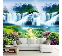 Mountains Waterfalls Plants Flowers Swans 3D Wallpaper Luxury Home Dining Decor Paste Sofa Living Room The Wall for Bedroom Mural-300cm×210cm