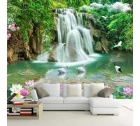Mountains Waterfalls Plants Swans Lotus Flowers 3D Wallpaper Luxury Home Dining Decor Paste Sofa Living Room The Wall for Bedroom Mural-150cm×105cm
