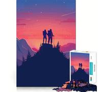 Mountaintop Sunset 1000 Pieces Jigsaws Adults Puzzles Gifts Memory Upgrade Leisure Time Sharp Cut Wall Art Decor (38x26cm)