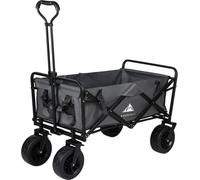 MOUNTALL Heavy Duty Folding Wagon With Large Wheel Trolley Cart Outdoor Transport Trailer Foldable Outdoor Garden Utility Wagon Grey