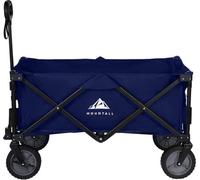 MOUNTALL Navy Collapsible Portable Wagon Trolley Folding Wheeled Festival Cart For Camping Beach Outdoor Leisure