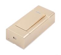 -Mounted Bedside Button Switch, Mechanical Push-Button Wall Light Control Panel with Indicator, PC Material Home Lamp, 10A 250V, White(Gold)