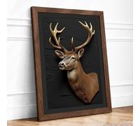 Mounted Buck Vintage Framed Wall Art Print A1 (84.1×59.4cm) Walnut, Wall Decor for Living Room, Bedroom, Office & Home, Ready to Hang, Art Gift
