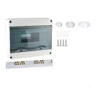 -Mounted Electrical Distribution Box IP65 Waterproof 12 Way ABS Enclosure with Transparent PC Cover and Brass Terminals, Weatherproof Fuse Box for Outdoor Garden Farm Villa