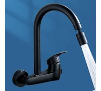 Mounted Faucets for Black,Swivel Spout Wall Mount Brass,Single Handle Kitchen Faucet,Kitchen Sink Faucet Hot and Cold Water