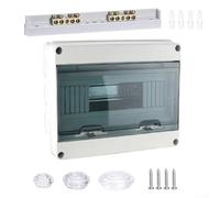 -Mounted Fuse Box 12 Way IP65 Waterproof Electrical Distribution Box for Outdoor Use with Brass Terminals, HT-12WAY Grey (250mm x 195mm x 105mm)