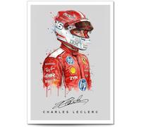 Mounted Gifts Charles Leclerc Ferrari F1 Driver Helmet Poster A4/A3 Print Picture Display Framed Motorsport Wall Art Gift Racing Fans (A4 Print (Unframed))