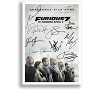Mounted Gifts Fast & Furious 7 Movie Cast Signed A4 Poster Photo Print Framed Autograph Gift 2015 Film Paul Walker Vin Diesel (A3 Poster Only)