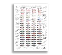Mounted Gifts Formula One All World Drivers Champions Drivers 1950-2024 Season Signed Poster Print Framed Picture Photo Autograph Gift F1 Cars (A2 POSTER ONLY)