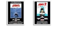 Mounted Gifts Jaws Cast Signed A4 Poster Photo Print Framed Autograph Gift Movie Film (Both Movies A3 Poster Only)