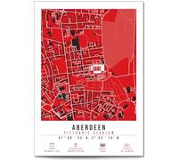 Mounted Gifts Trading Aberdeen Pittodrie Stadium Map Minimalist A4/A3 Poster Photo Print Framed Gift Football Fan Wall Art (A4 Print (Unframed))