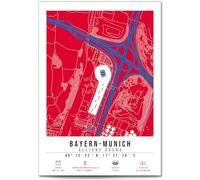 Mounted Gifts Trading Bayern Munich Allianz Arena Stadium Map Minimalist A4/A3 Poster Photo Print Framed Gift Football Fan Wall Art (A4 Print (Unframed))