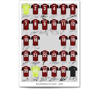 Mounted Gifts Trading Bournemouth Team Squad 2025-2026 Signed Poster Print Framed Picture Photo Autograph Gift 25/26 Antoine Semenyo Brooks Justin Kluivert (A3 Squad Poster)