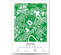 Mounted Gifts Trading Celtic Celtic Park Stadium Map Minimalist A4/A3 Poster Photo Print Framed Gift Football Fan Wall Art Glasgow (A3 Print (Unframed))