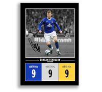 Mounted Gifts Trading Duncan Ferguson Everton 2006 Signed Photo Poster Print Framed Autograph Gift Football Legend Scotland Toffees Hero (Black A4 Poster Only)