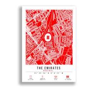 Mounted Gifts Trading Emirates Stadium Map Minimalist A4/A3 Poster Photo Print Framed Gift North London (A4 Poster Only)