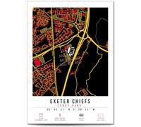 Mounted Gifts Trading Exeter Chiefs Sandy Park Stadium Map Minimalist A4/A3 Poster Photo Print Framed Gift Rugby Fan Wall Art (A4 Print (Unframed))