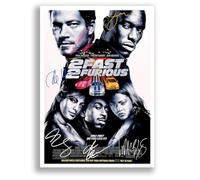 Mounted Gifts Trading Fast & Furious TV Cast Signed A4 Poster Photo Print Framed Autograph Gift Movie Vin Diesel, Paul Walker, Dwayne Johnson, Jason Statham (2 Fast 2 Furious A4 Poster Only)