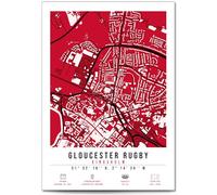 Mounted Gifts Trading Gloucester Rugby Kingsholm Stadium Map Minimalist A4/A3 Poster Photo Print Framed Gift Rugby Fan Wall Art (A3 Print (Unframed))