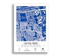 Mounted Gifts Trading Loftus Road Stadium Map Minimalist A4/A3 Poster Photo Print Framed Gift Queens Park Rangers (A3 Poster Only)