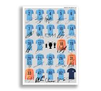 Mounted Gifts Trading Manchester City Treble Winners team squad 2022-2023 Signed poster print framed picture photo autograph gift European Cup Haaland Man City (A4 poster only)