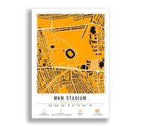 Mounted Gifts Trading MK M Stadium Map Minimalist A4/A3 Poster Photo Print Framed Gift Hull City (A3 Poster Only)