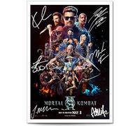 Mounted Gifts Trading Mortal Kombat II Cast Signed A4/A3 Poster Photo Print Framed Autograph Gift Action Movie Karl Urban Johnny Cage (A4 Print (Unframed))