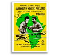 Mounted Gifts Trading Muhammad Ali Cassius Clay Famous Fight Posters Signed A4 Poster Photo Print Framed Autograph Gift Boxing Historic Heavyweight Title Fight (Ali vs Foreman, A3 Poster Only)
