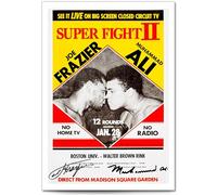 Mounted Gifts Trading Muhammad Ali Cassius Clay Famous Fight Posters Signed A4 Poster Photo Print Framed Autograph Gift Boxing Historic Heavyweight Title Fight (Ali vs Frazier II, A4 Poster Only)