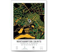 Mounted Gifts Trading Northampton Saints Franklin's Gardens Stadium Map Minimalist A4/A3 Poster Photo Print Framed Gift Rugby Fan Wall Art (A4 Print (Unframed))